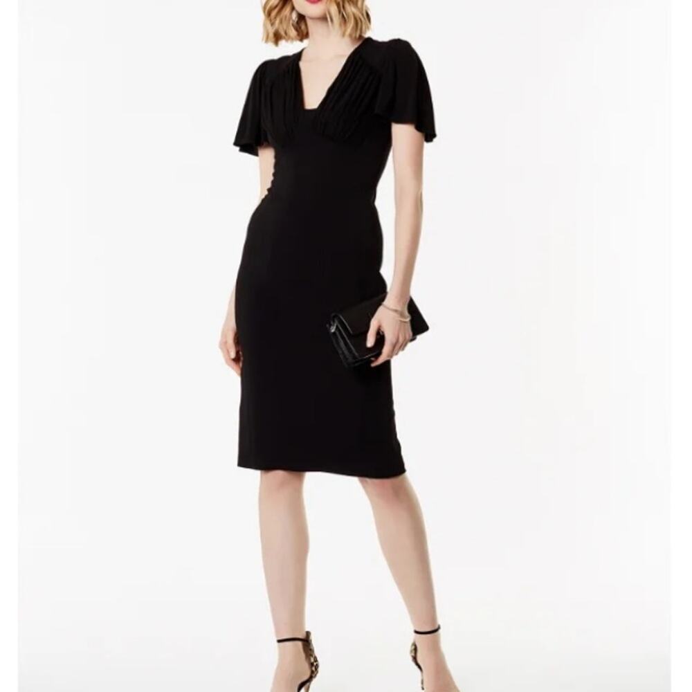 Karen Millen Gathered Detail Bust Black Sheath Career Dress size 6
